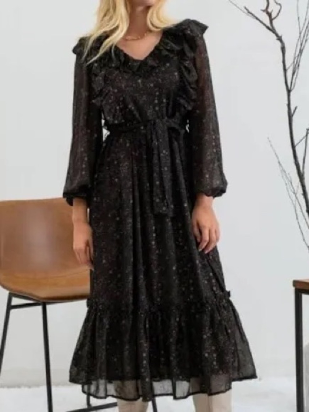 Black dress with gold shimmer stars